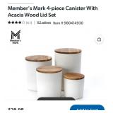 Set of 4 Ceramic canisters w/ wooden lids