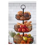 3Tier basket w/ wood base- black