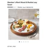 Acacia wood & marble lazy susan