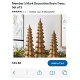 Set of 3 decorative reson trees