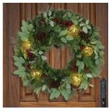 Pre-lit 32in natural wreath