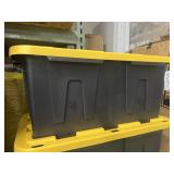 4 ct Black & yellow totes 27 gal -lids damaged ?