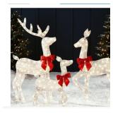 3-pc Pre-lit animated iced deer family
