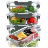 Mcirco glass meal prep containers 2 comp.