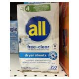 All dryer sheets 250ct