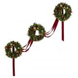 Pre-Lit 3 wreath decor w/ sash ribbons
