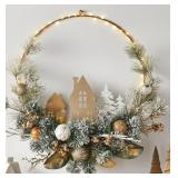 Pre-lit 24in village wreath