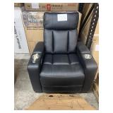 Black leather type theater recliner -no table