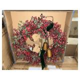 Pre-lit 28in icicle berry wreath