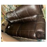 Brown leather style sofa - used -partial