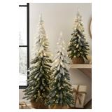 Set of 3 frosted flocked trees
