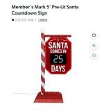 Pre-lit 5ft Santa countdown sign