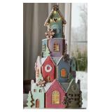 16in Prelit gingerbread village multicolor