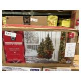 Pre-lit sleigh & topiaries  over 4 ft tall