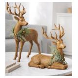 Set of 2 winter deer decor