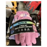 Hurley 2-pc set youth beanie & glove set M 8-10yrs