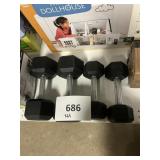 Set of 4 rubber coated weights 2-20lb 2-10lb