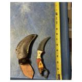 Fixed blade knife handmade Damascus steel