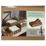 Set of 3 resin Rattan storage tray