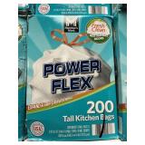 Power Flex tall kitchen trash bags 200 ct
