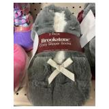 Brookstone cozy slipper socks 2pack ladies 7-9.5
