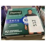 Depend mens underwear S-M 92 ct