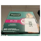 Depend XL 80 womens underwear