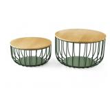 Set of 2 wire baskets- green