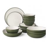 16pc Textured dinnerware set  green