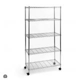 Seville 5-tier steel wire shelving w/ wheels