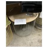 Pillofort metal wire floor bin17in Hx18in D w/ lid
