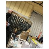 25in D Large metal & bead 3 sconce hanging light
