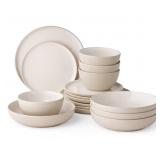 16pc Textured dinnerware set- taupe