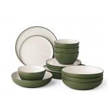 16pc Textured dinnerware set- green