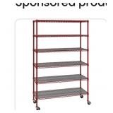 Seville 6-tier HD wire shelving -red/wheels