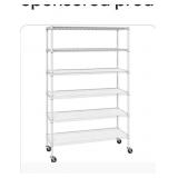 Seville 6-tier HD wire shelving- white /wheels