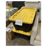 2 Black & yellow totes & lids 38inx22in