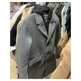 DKNY mens dress coat w/ hood M
