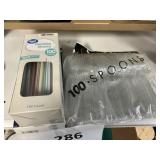 100 ct Clear spoons-2 packs straws