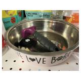 Pet bowl- brush- air tag holder  lot