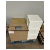 Office chair- clear totes- storage bin -Damaged