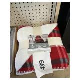 Plaid faux fur throw 60inx70in