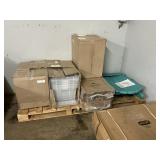 Clear totes & lids- adirondack chair- pizza boxes