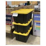 3 ct Black & yellow totes & lids 26inx16in