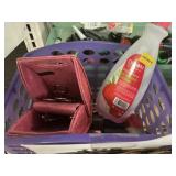Plastic bin- manicure set nail polishes- USED
