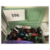 Plastic tote- nail polishes- USED