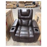 Brown leather theater power recliner-USED NO plug