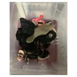 Plastic tote-lid - hair items- used