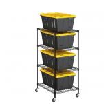 Seville 4-tier steel tote shelving