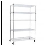 Seville 5-tier steel wire shelving on wheels